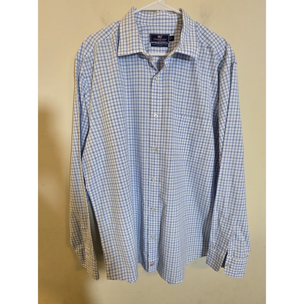 Vineyard Vines Classic Fit Murray Men's XL Blue Check Stretch Button-Down Shirt